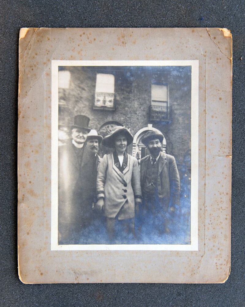 Fr Eugene Sheehy, Hanna Sheehy Skeffington and Francis Sheehy in August 1912, on her release from Mountjoy Jail after hunger strike