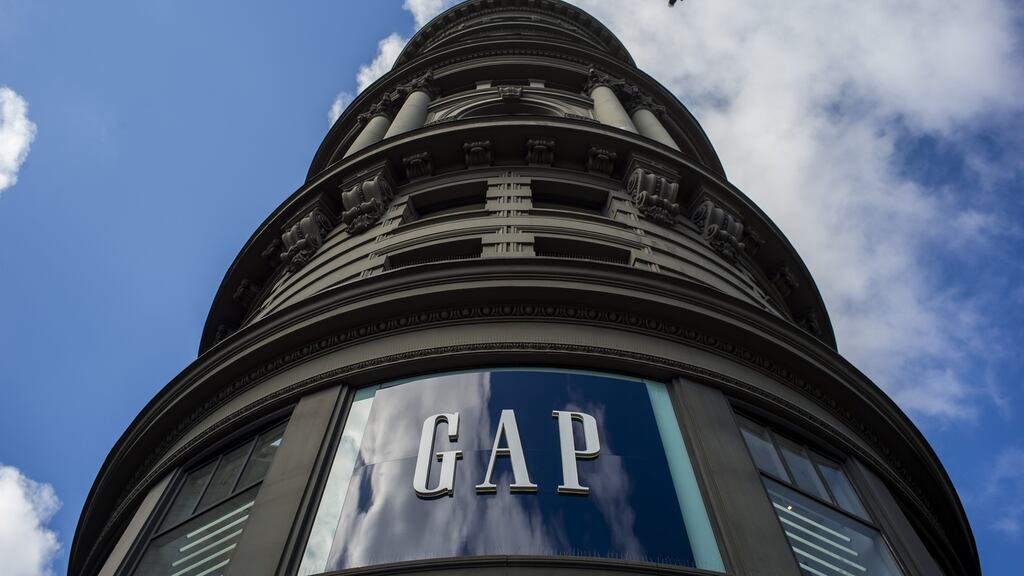 A bird flies over a Gap store in San Francisco. Photograph: David Paul Morris/Bloomberg