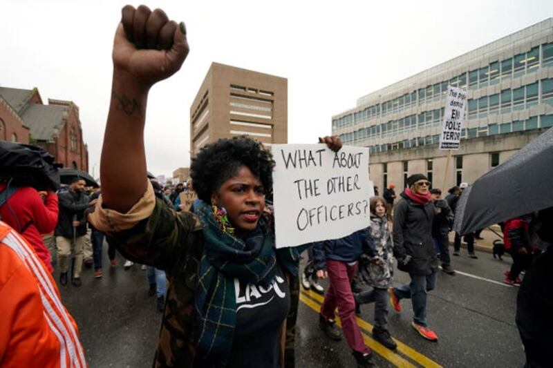 Protests were scattered and nonviolent. Photograph: AP