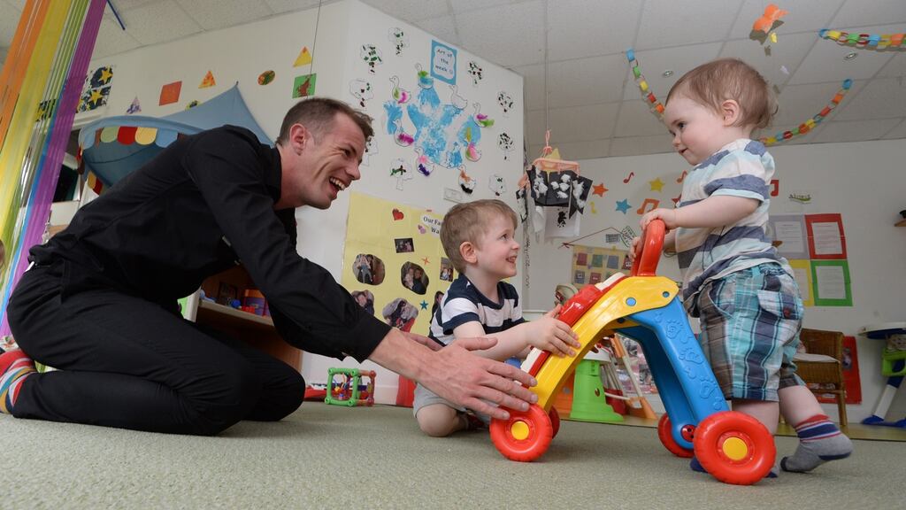David Kenna, junior manager at the Park Academy Childcare, with Dara Corduff and Bobby Smith. Photograph: Cyril Byrne