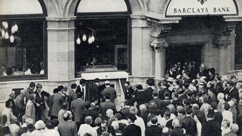 The official opening of the world’s first ATM. Photograph: Barclays/PA