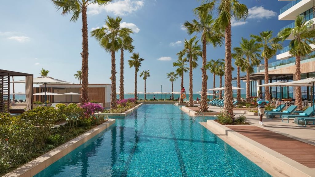 Winter sun shining on the Mandarin Oriental Jumeira, Dubai