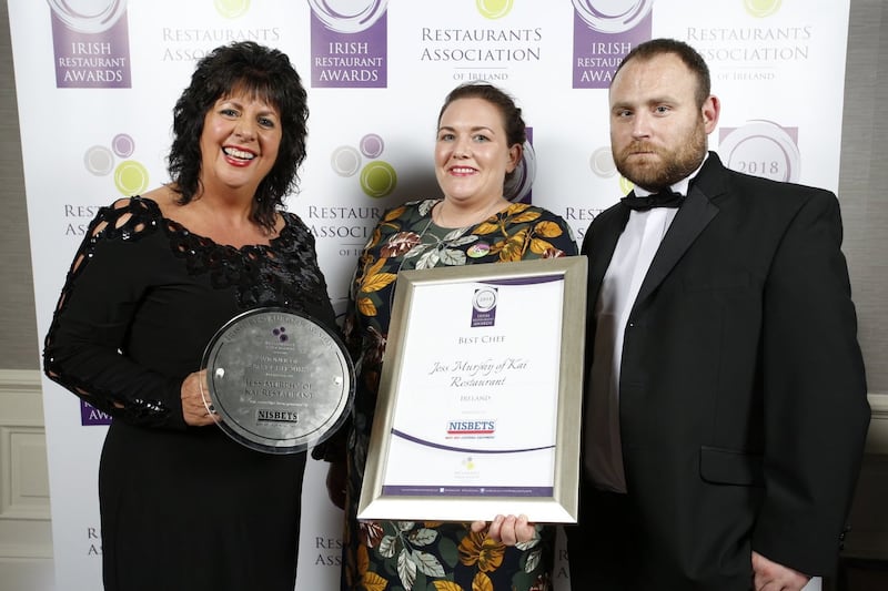 Jess Murphy of Kai receiving her award. Photograph: Irish Restaurant Award Twitter