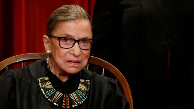 File photo: US Supreme Court Justice Ruth Bader Ginsburg participates in taking a new family photo with her fellow justices at the Supreme Court building in Washington on June 1st, 2017 Photograph: Jonathan Ernst/Reuters/File Photo