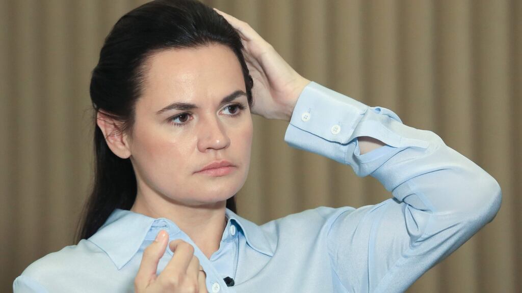 Belarus opposition figure Svetlana Tikhanovskaya: Alexander Lukashenko “no longer represents” his people. Photograph: Petras Malukas/AFP