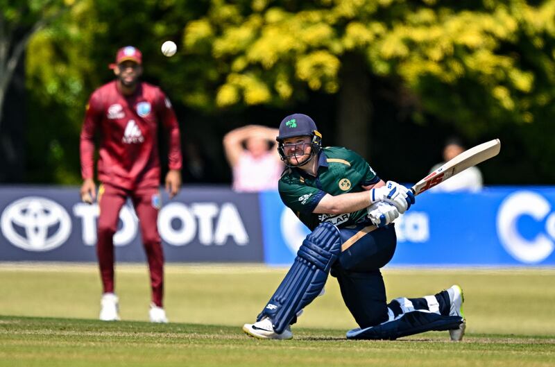 Ireland batter Paul Stirling in action during the first match of the One Day International Series between Ireland and the West Indies. Photograph: Sportsfile