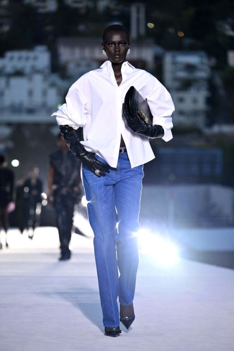 Versace's Fall/Winter 2023 fashion show in Hollywood, California. Photograph: Angela Weiss/Getty Images