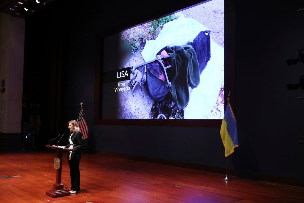 Olena Zelenska, the first lady of Ukraine, addresses members of Congress on Capitol Hill in Washington on Wednesday. Photograph: Michael Reynolds/AP