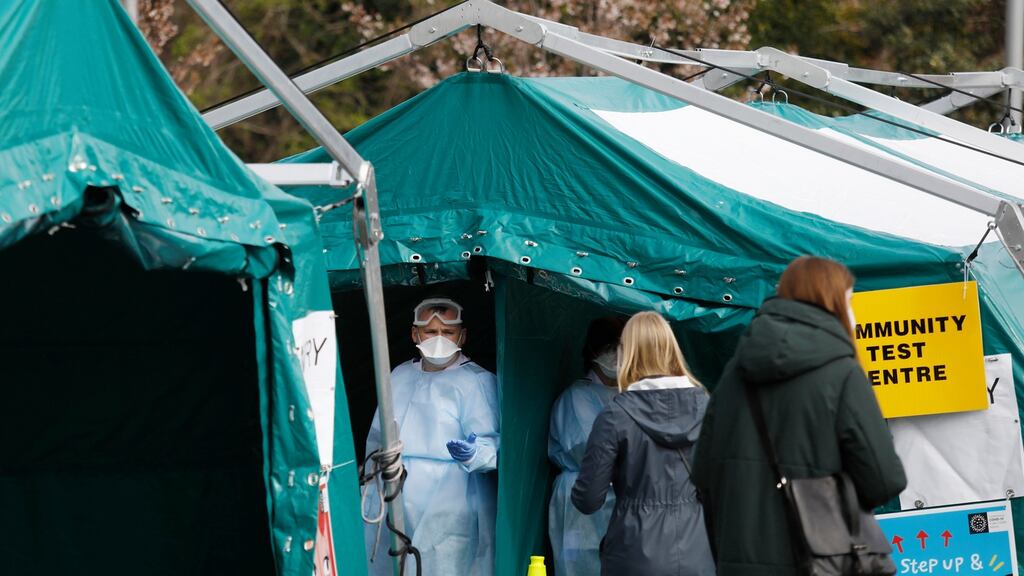 Staff  at one of the five new walk-in Covid-19 testing centres in Grangegorman, Co Dublin. File photograph: Leon Farrell/Photocall Ireland