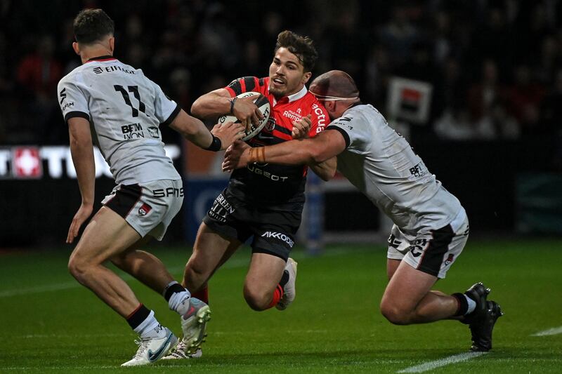 Antoine Dupont: is often the catalyst for Toulouse. A snipe, an offload, a perfectly executed kick from a wide repertoire, a trail line, all with that uncanny knack of inflicting maximum damage on the opposition. Photograph: Valentine Chapuis/AFP/Getty Images