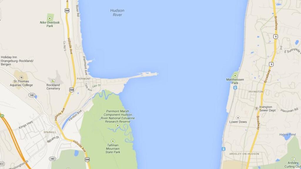 The group of friends had gone out to dinner in Piermont before taking the boat to cross the river to go to Tarrytown. image: Google Maps