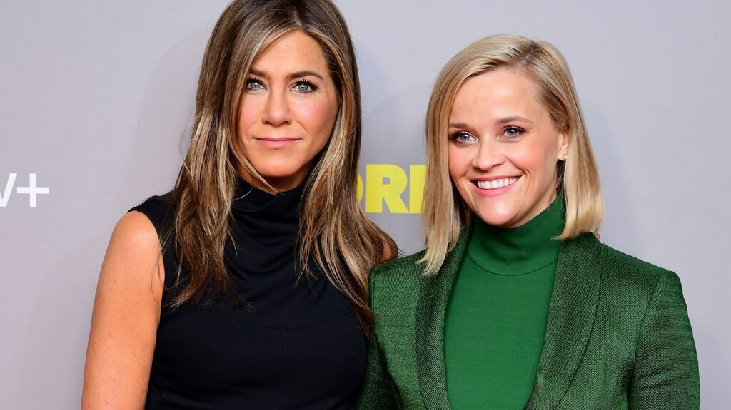 Jennifer Aniston and Reese Witherspoon, stars of Apple’s The Morning Show. Photograph: Ian West/PA