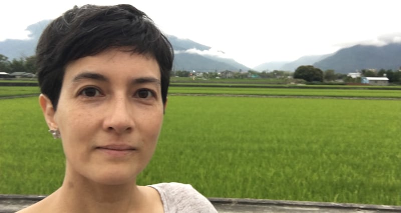 Tara Duffy in a paddy field in the rice-growing town of Chishang, on the east coast of Taiwan