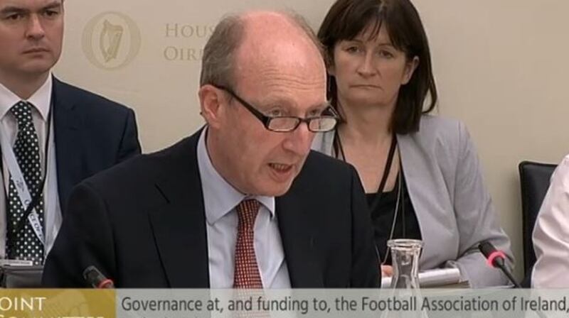 Shane Ross speaking at the Joint Oireachtas Committee on Transport, Tourism and Sport. Photograph: Oireachtas.ie screengrab