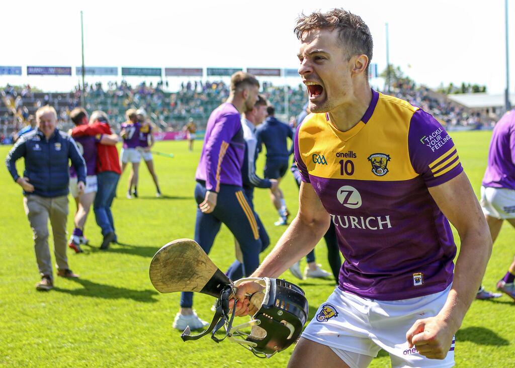Wexford’s Jack O’Connor celebrates at the end of his side's dramatic win over Kilkenny in the Leinster SHC. Photograph: Ken Sutton/Inpho