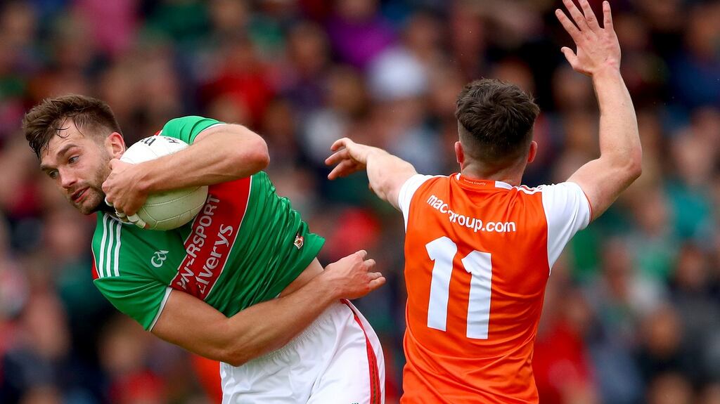 Aidan O’Shea’s Mayo take on Galway on Saturday night. Photograph: James Crombie/Inpho