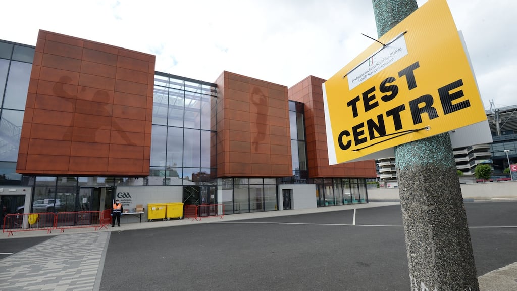 The GAA Handball alley at Croke Park is being used as a HSE Covid test centre for the public. Photograph: Alan Betson