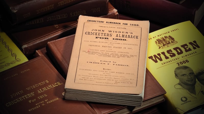 A collection of John Wisden Cricketers’ Almanacks, published annually from 1864 to the present day. Photograph: Getty Images