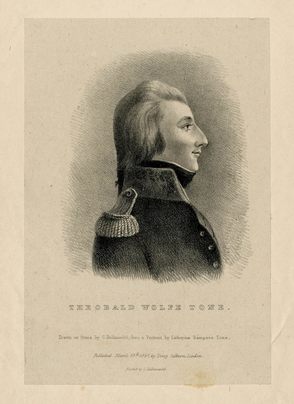 Wolfe Tone, in an 1827 etching based on a portrait by Catherine Sampson Tone
