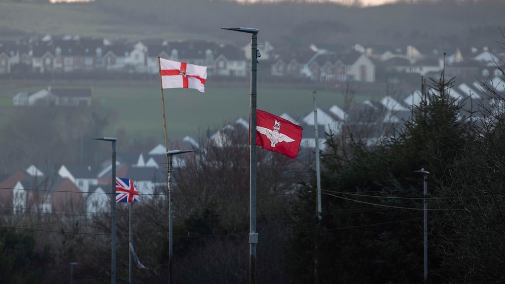 DUP Assembly member Gary Middleton, said the Parachute Regiment flags were ‘designed to be offensive’ and should be removed. Photograph: Liam McBurney/PA Wire
