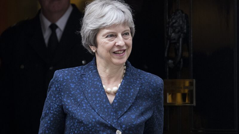 British prime minister Theresa May prepares to meet Austrian chancellor Sebastian Kurz at 10 Downing Street on Monday, in London. Photograph: John Phillips/Getty Images