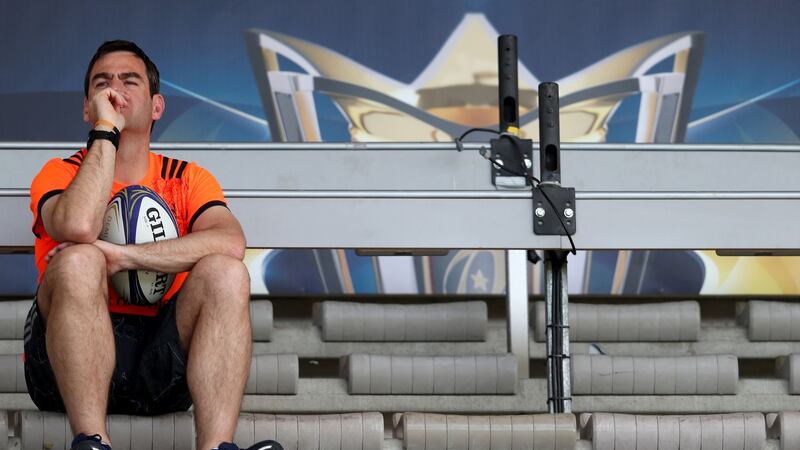 Head Coach Johann van Graan watches Munster’s Captain’s un. Photograph: Dan Sheridan/Inpho