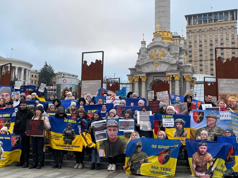 Relatives of missing Ukrainian servicemen rally on Maidan square in central Kyiv to demand more information about their fate from the authorities. Ukraine lists more than 60,000 soldiers and civilians as having disappeared in ‘special circumstances’