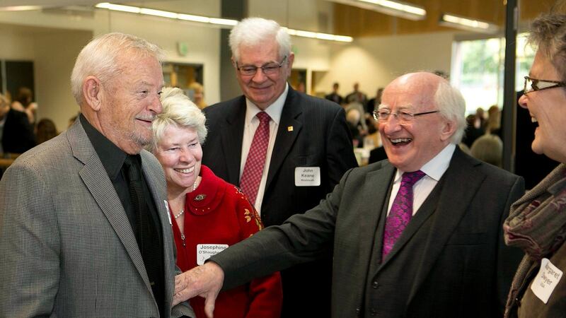 President Michael D Higgins is seen seen meeting members of the Irish community in Seattle. Photograph: Fennells