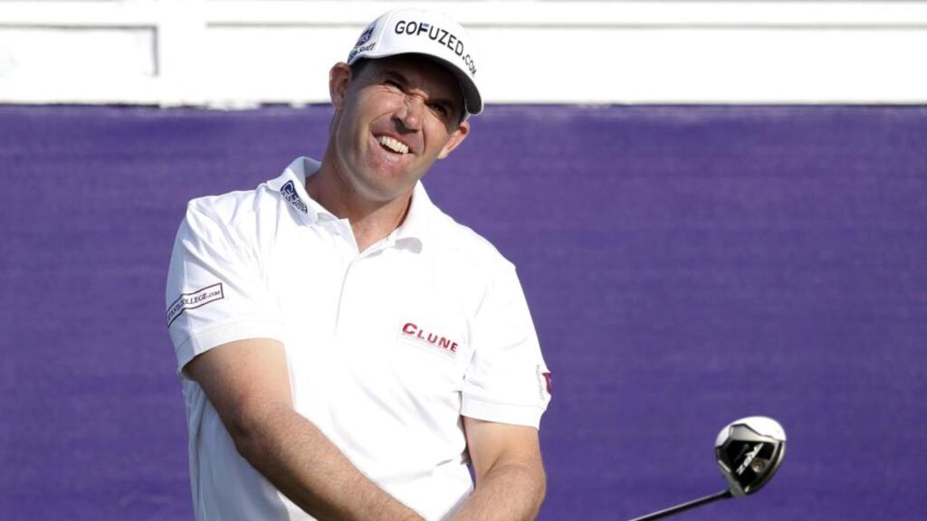 Padraig Harrington watches his drive on the 10th tee during the opening round of the St. Jude Classic golf tournament.