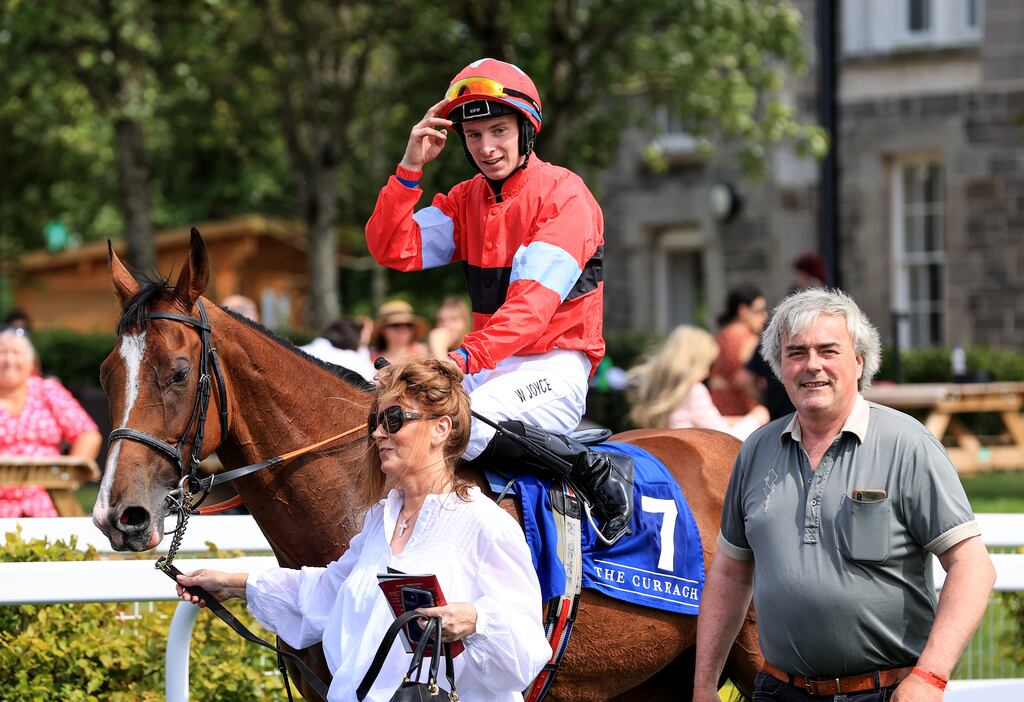 Wesley Joyce was unseated from Red Heel when the horse fly-leapt before a road crossing during Thursday's card at Galway. The apprentice jockey remains in intensive care at University Hospital Galway. Photograph: Dan Sheridan/Inpho