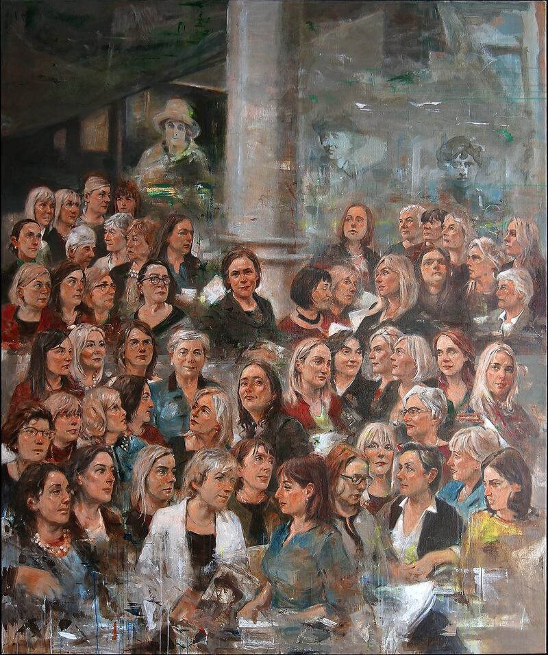 As part of the Votáil100 campaign to mark 100 years of women's suffrage, artist Noel Murphy produced a portrait featuring all 53 female members of the Dáil and Seanad.