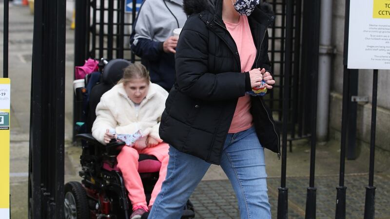 Aimee Brennan with her mother Jacinta leavingthe High Court. Photograph: Collins Courts