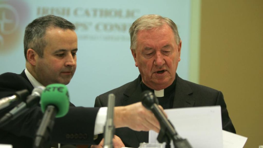 Martin Long, Catholic bishops’ spokesman, and Bishop Joseph Duffy: in April, Long said that if marriage were extended to same-sex couples, the church might no longer perform the civil aspects of weddings. Photograph: Cyril Byrne/The Irish Times