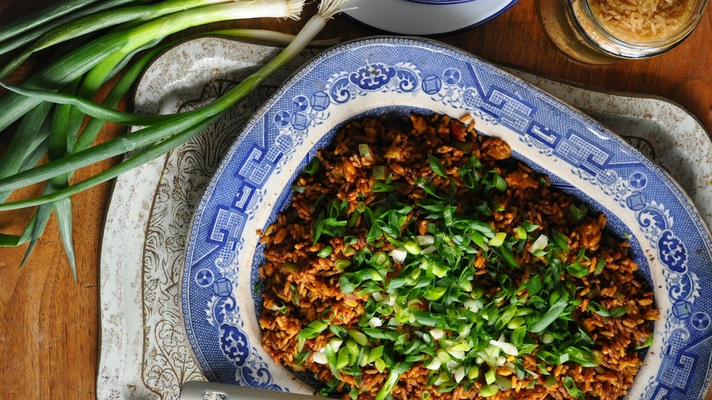 Dirty rice, with pork mince and chicken livers