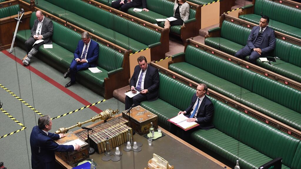 Labour leader Keir Starmer (left) and Britain’s foreign secretary Dominic Raab in the House of Commons on Wednesday. Photograph: Jessica Taylor/EPA