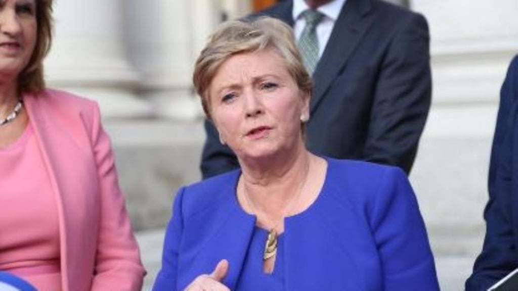 Minister for Justice and Equality, Frances Fitzgerald said refugees would start arriving in groups of 50 or 100 within weeks, with more coming before the end of the year. Photograph: Merrion Street