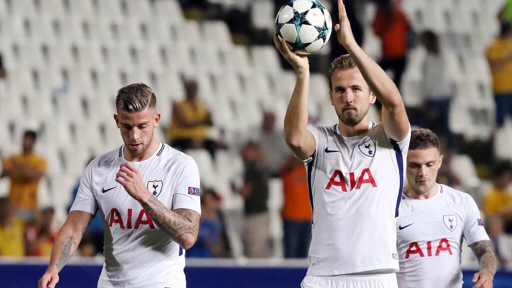 Tottenham Hotspur’s Harry Kane celebrates at the end of their 3-0 Champions League win over Apoel Nicosia. Photo: Katia Christodoulou/Getty Images