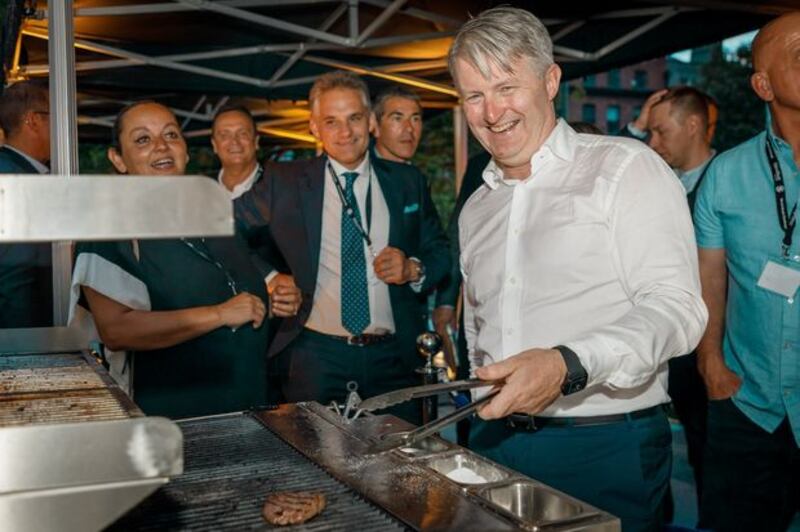 Eoin Ryan of ABP Cahir Ireland cooks up the World’s Best Fillet at the championships in Dublin. Photograph: Global Meat News