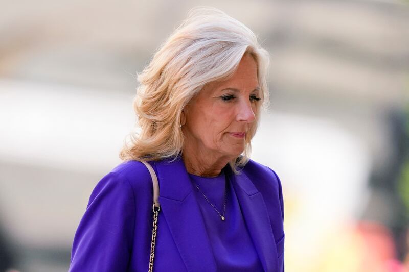 First lady Jill Biden arrives ahead of Hunter Biden’s trial at a federal court in Wilmington, Delaware. Photograph: AP
