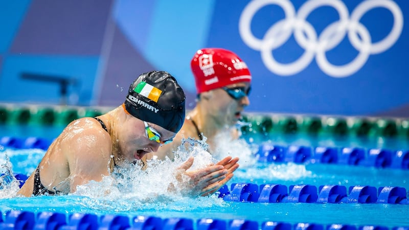 Ireland’s Mona McSharry on her way to finishing fourth and qualifying for the final of the women’s 100m breaststroke. Photo: Inpho