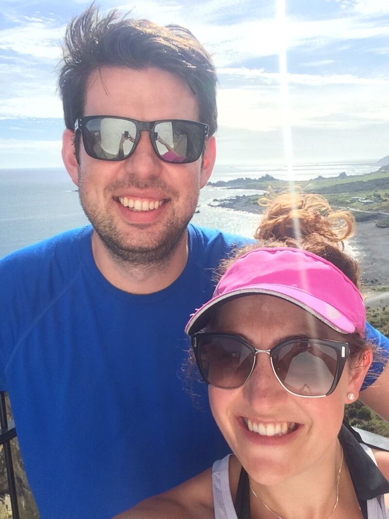 Niamh O’Riordan with her partner Dave in Wellington, NZ: ‘Leave your curtains closed and your windows open in your bedroom during the day.’