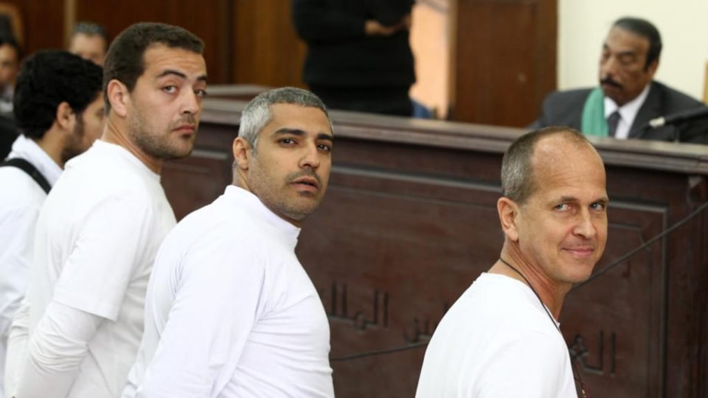 An Egyptian court has ordered the release of two Al Jazeera journalists jailed for more than a year. Fahmy was ordered to pay a bail of 250,000 Egyptian pounds (around 32,890 dollars). His colleague Egyptian journalist Baher Mohammed was released without bail. Their release was ordered more than a week after Egyptian authorities released and deported Australian Peter Greste. Photo: Khaled Elfiqi/EPA