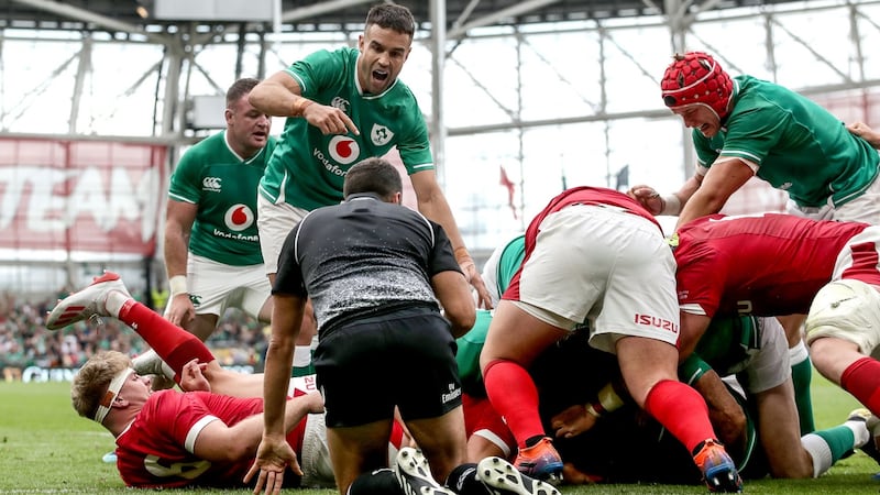 James Ryan scores a try. Photograph: Dan Sheridan/Inpho