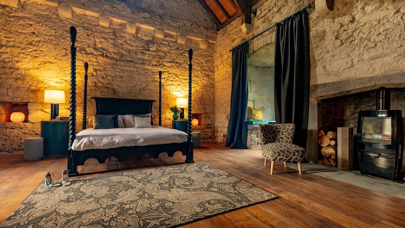 One of the bedrooms in Tubbrid Castle. Photograph: Dylan Vaughan