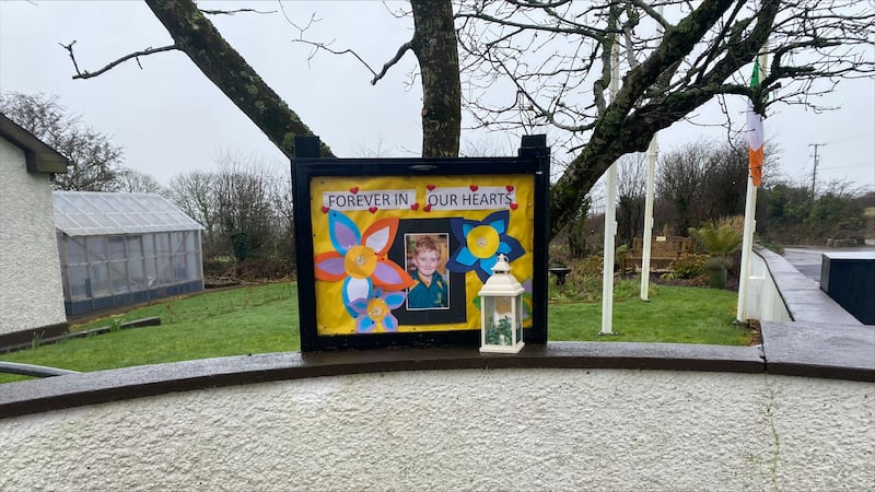 A tribute left to Matthew outside Faithlegg National School. Photograph: Fiachra Gallagher/The Irish Times