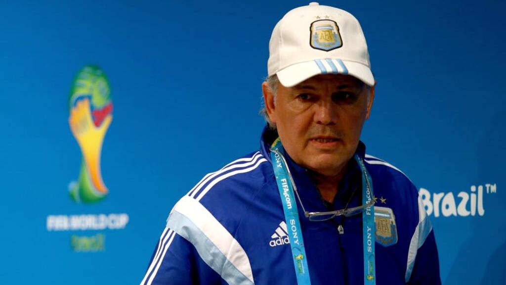 Alejandro Sabella of Argentina talks to the media during a press conference at Rio’s Maracana Stadium. Photograph: Clive Rose/Getty Images