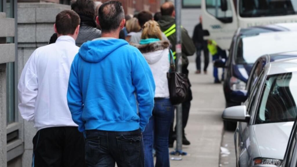 Dole Queue Bishop Street Dublin. Photograph: Aidan Crawley.
