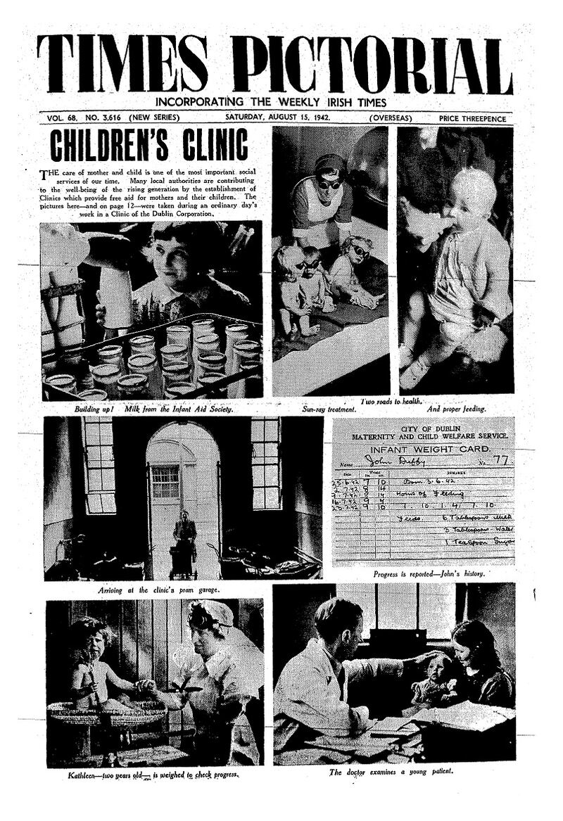 1942: Babies receiving treatment at Dublin free clinic.
