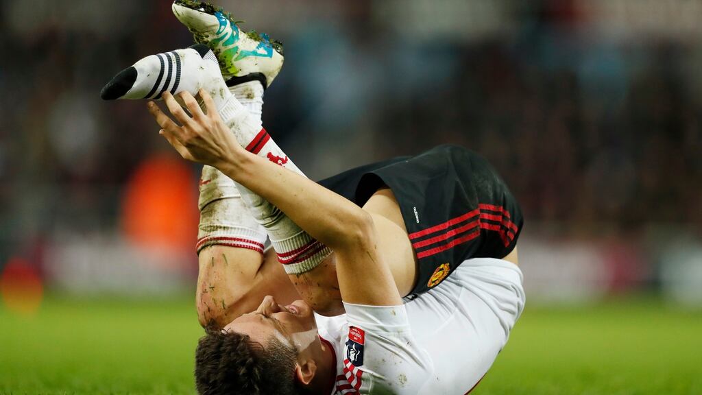 Ander Herrera is set to miss out for Manchester United at home to Aston Villa after picking up a foot injury in the FA Cup quarter-final win over West Ham. Photograph: John Sibley/Action Images via Reuters/Livepic