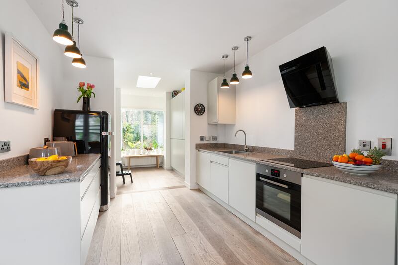 Kitchen looking towards the bay window.